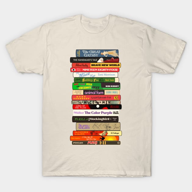 Classic Banned Books Stack T-Shirt by darklordpug